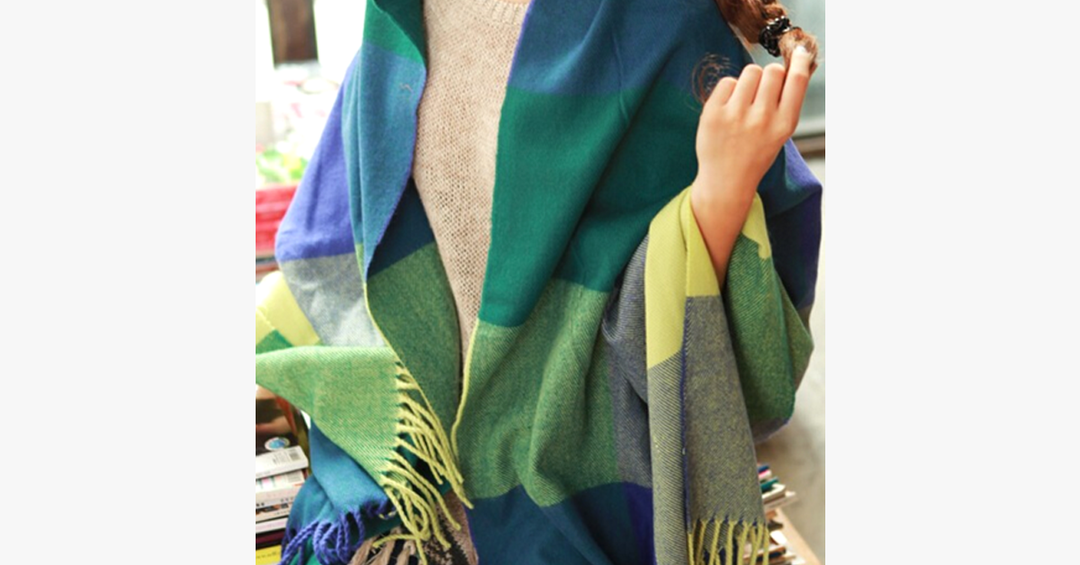 BowLift | Checked Pattern Wool Scarf and Shawl - Various Colors