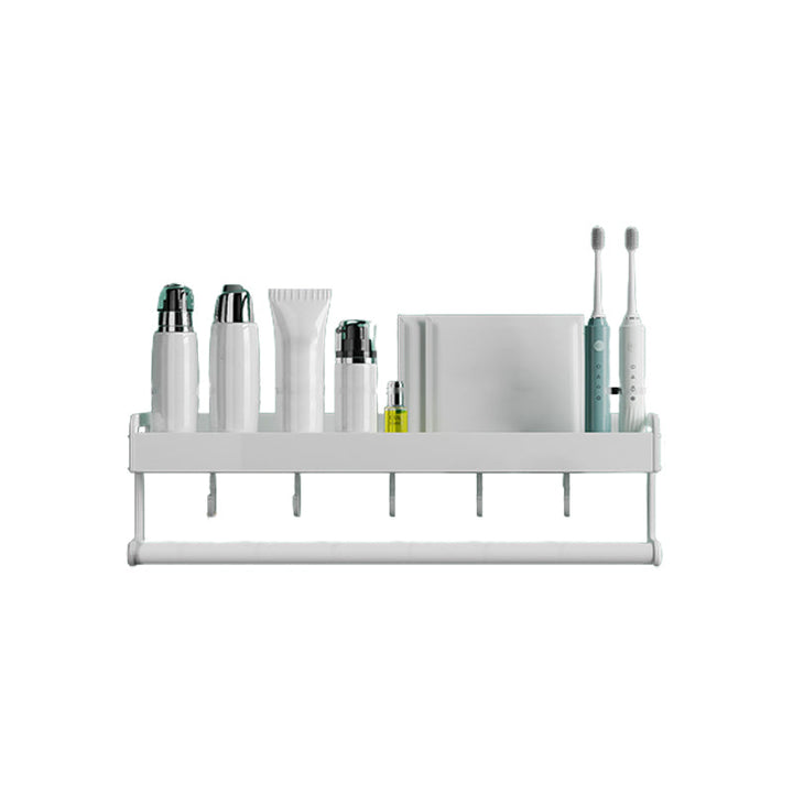 BowLift | 2-piece modern bathroom accessory set White rectangular bath shelf