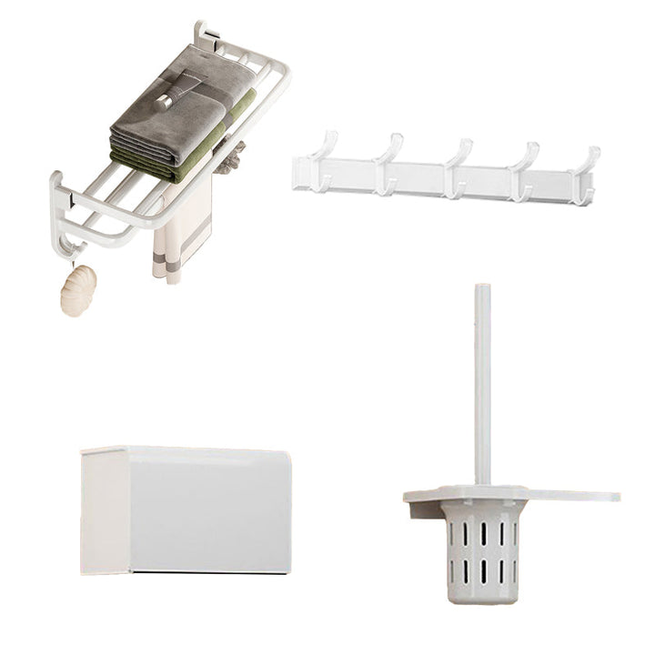 BowLift | White Bathroom Accessory Set Contemporary Aluminum Bathroom Accessory Kit with Towel Holder
