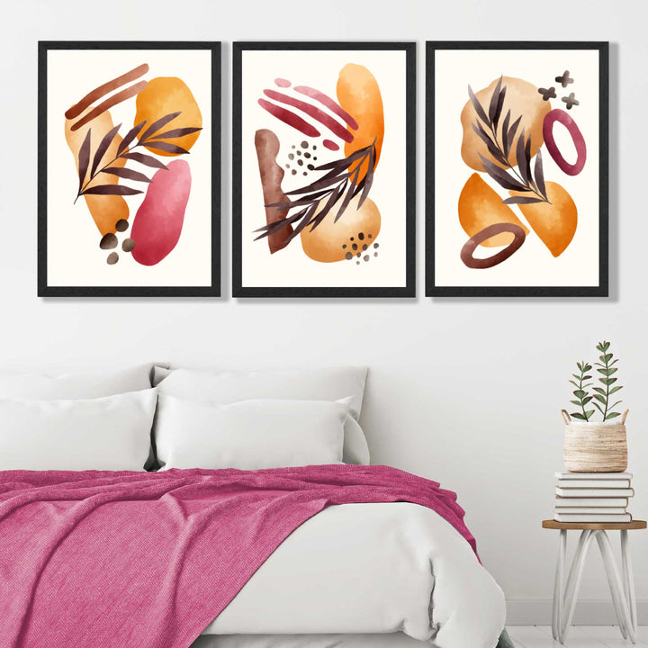 Abstract Autumn Tropical Set of 3 Art Prints | Bowlift