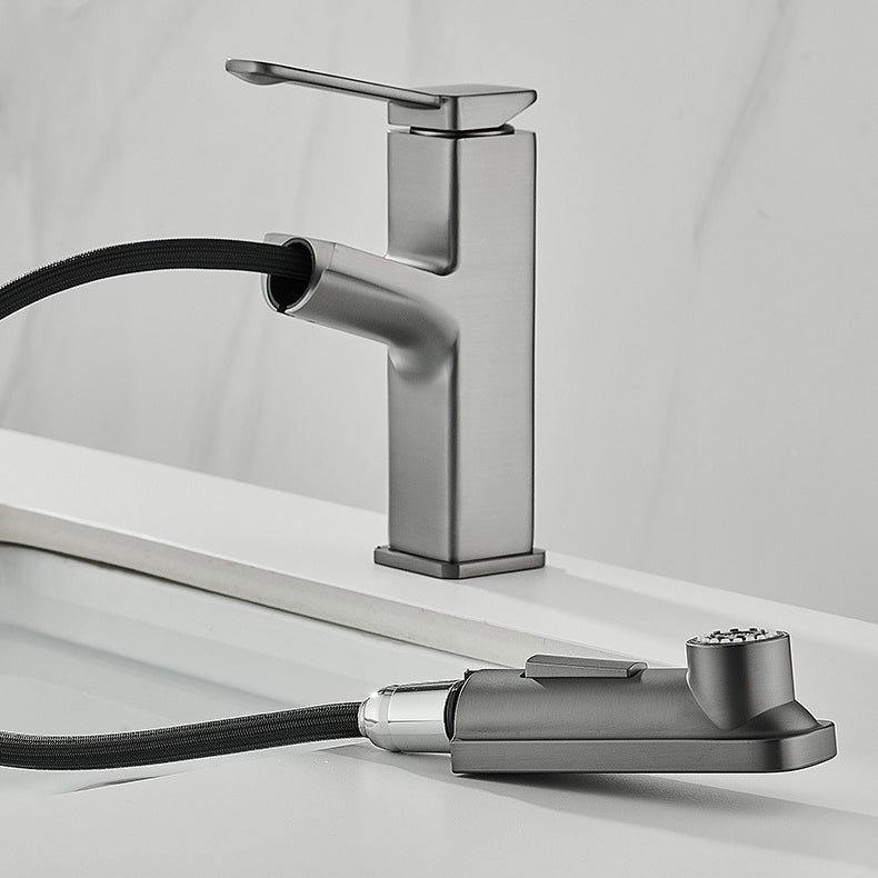 BowLift | Modern Brass Water Faucet Center Mount Bathroom Faucet with Water Hose