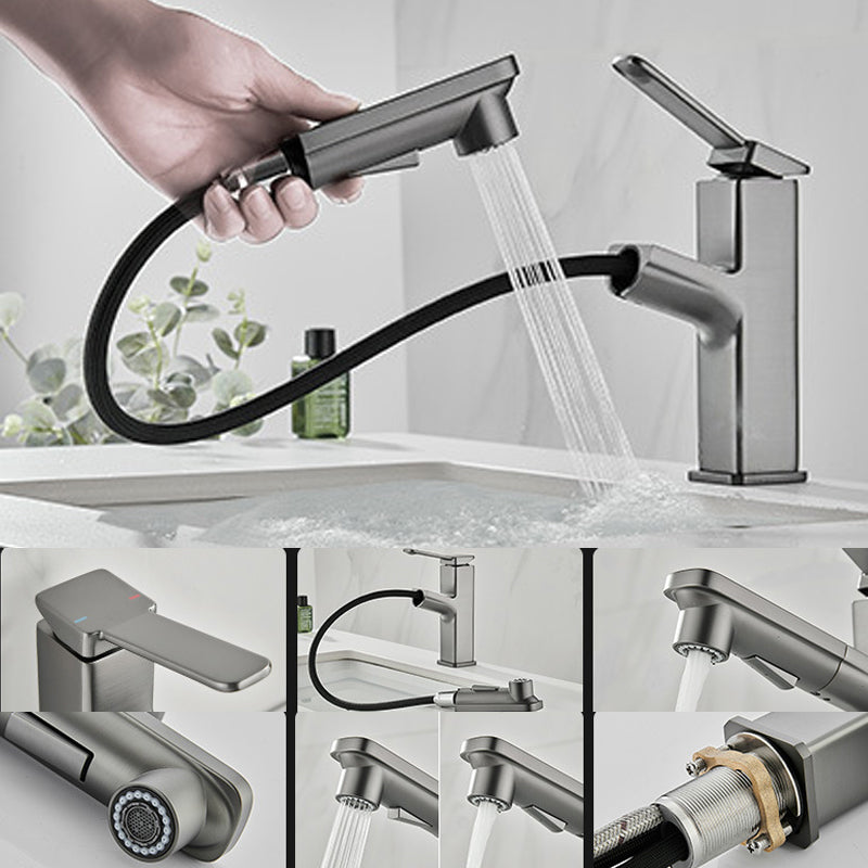 BowLift | Modern Brass Water Faucet Center Mount Bathroom Faucet with Water Hose