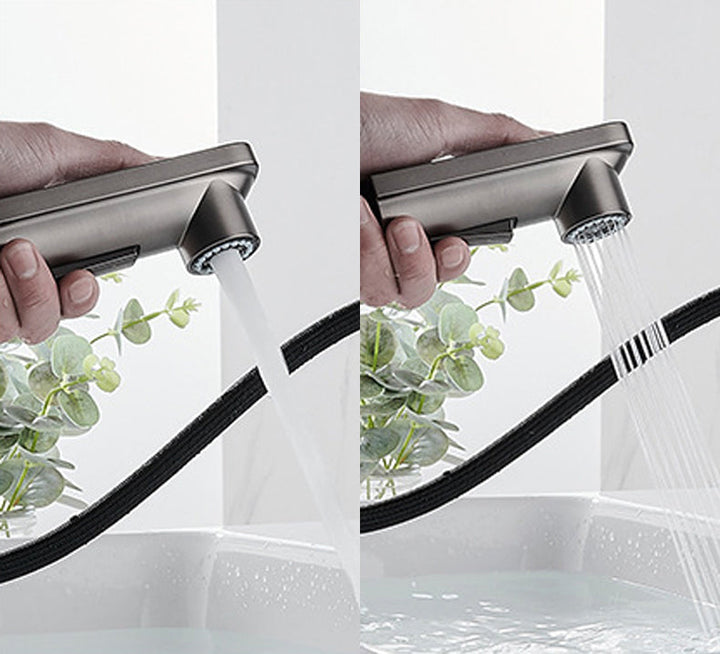 BowLift | Modern Brass Water Faucet Center Mount Bathroom Faucet with Water Hose