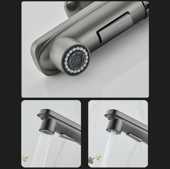 BowLift | Modern Brass Water Faucet Center Mount Bathroom Faucet with Water Hose