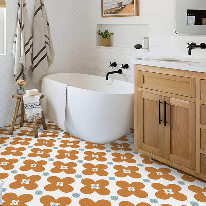 BowLift | Square Inner Layer Vinyl Flooring Flower Pattern Peel and Stick Waterproof Vinyl Flooring