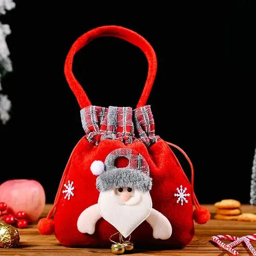 BowLift | Christmas Gift Bags | Reusable Fabric with Drawstring | Santa, Snowman & Reindeer Patterns | 2 Sizes
