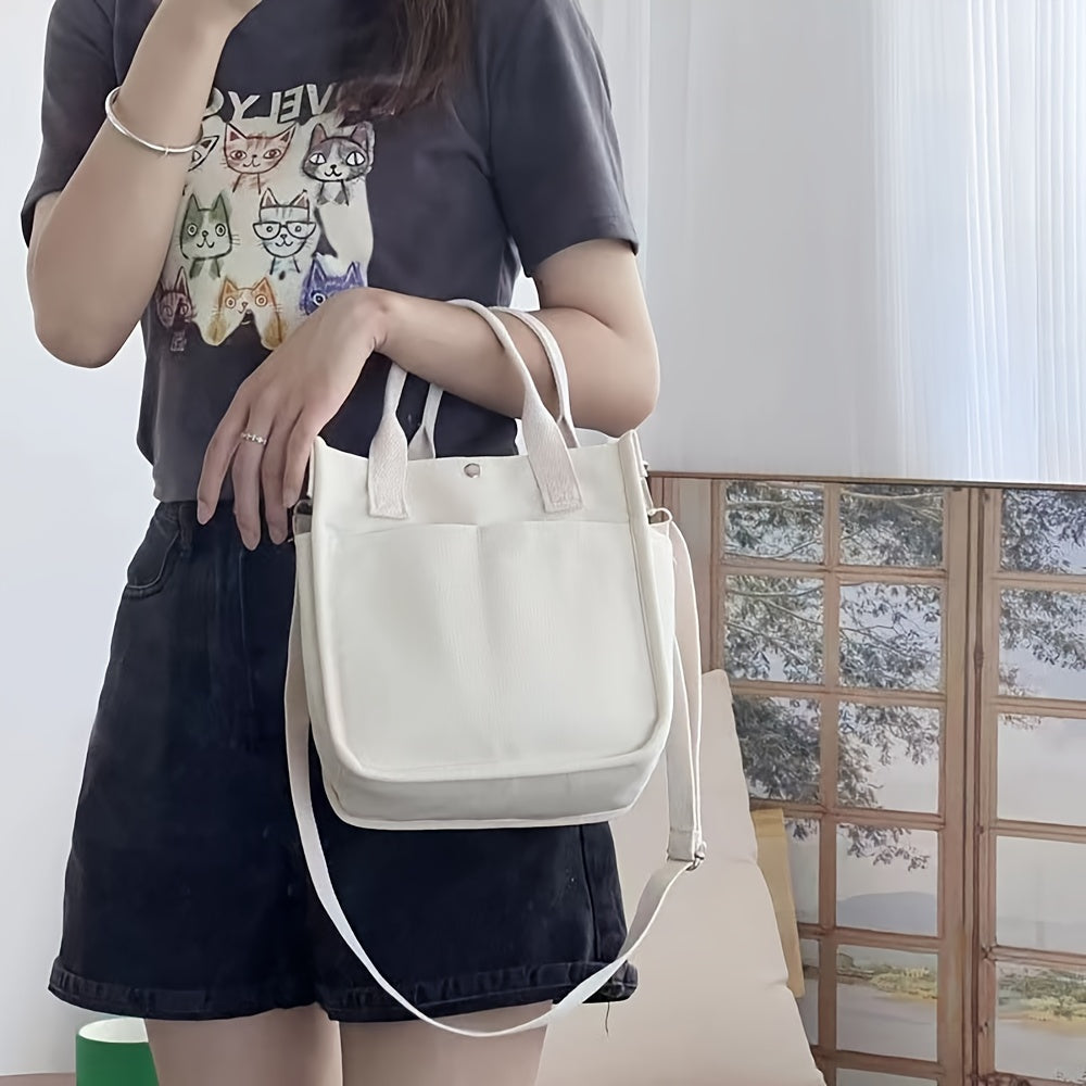 BowLift | UrbanEase Canvas Slingbag – White Shoulder Bag with Magnetic Closure and Adjustable Strap