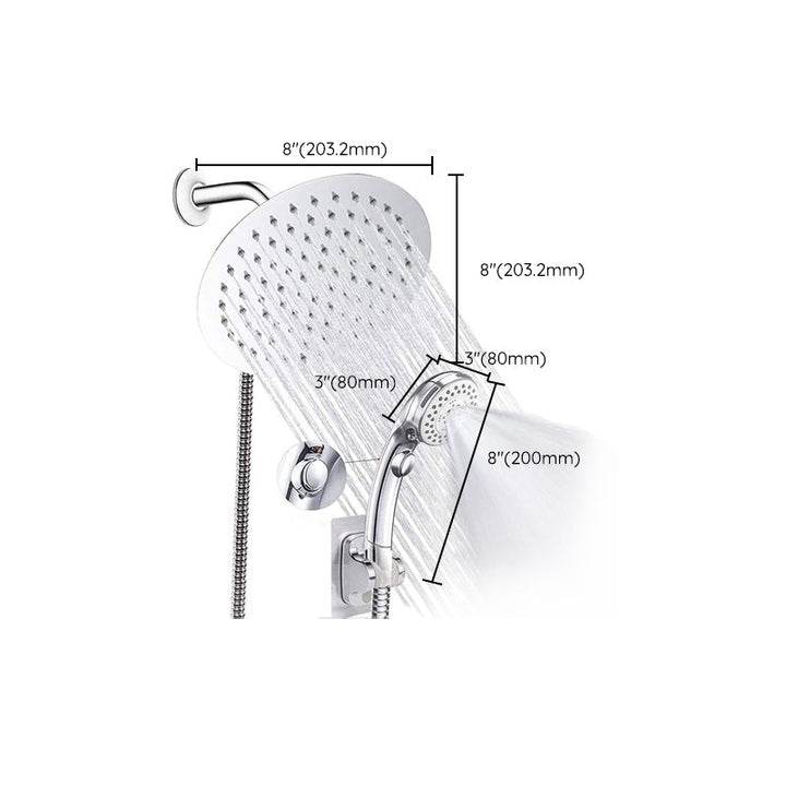 BowLift | Round Dual Shower Head Stainless Steel 5 Spray Patterns Wall Mounted Shower Head