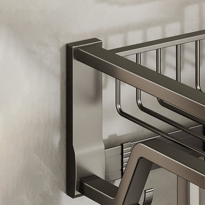 BowLift | Contemporary bathroom accessory set made of matte stainless steel-aluminum with bathrobe hook/towel rail