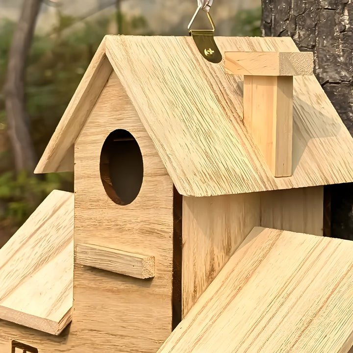 WoodlandBird House- Wooden Hanging Birdhouse with 3-Hole | Bowlift