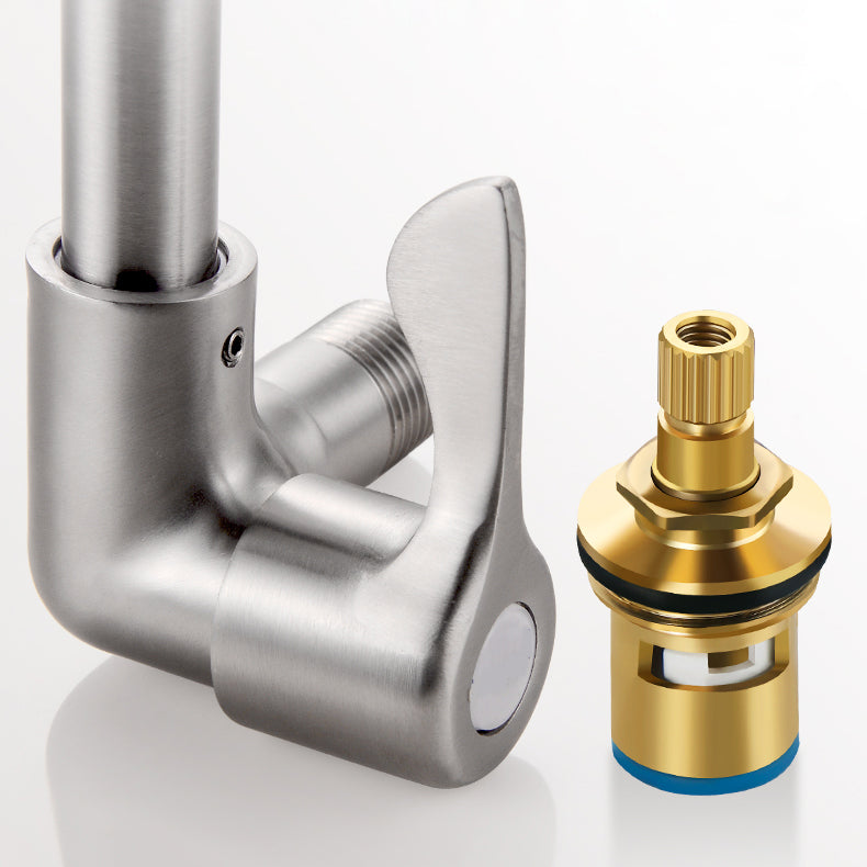 BowLift | Modern Bridge Water Faucet 304 Stainless Steel Knob Handle Swivel Spout Wall Mounted Faucet