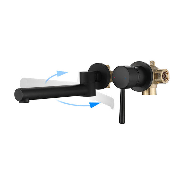BowLift | Industrial Wall-Mounted Bathroom Faucet 2-Hole Swivel Spout Basin Faucet