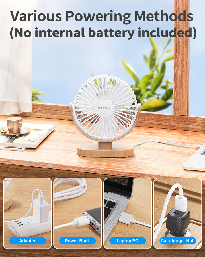 6.5 Inch USB Small Desk Fan for Home Office Car Outdoor Travel | Bowlift