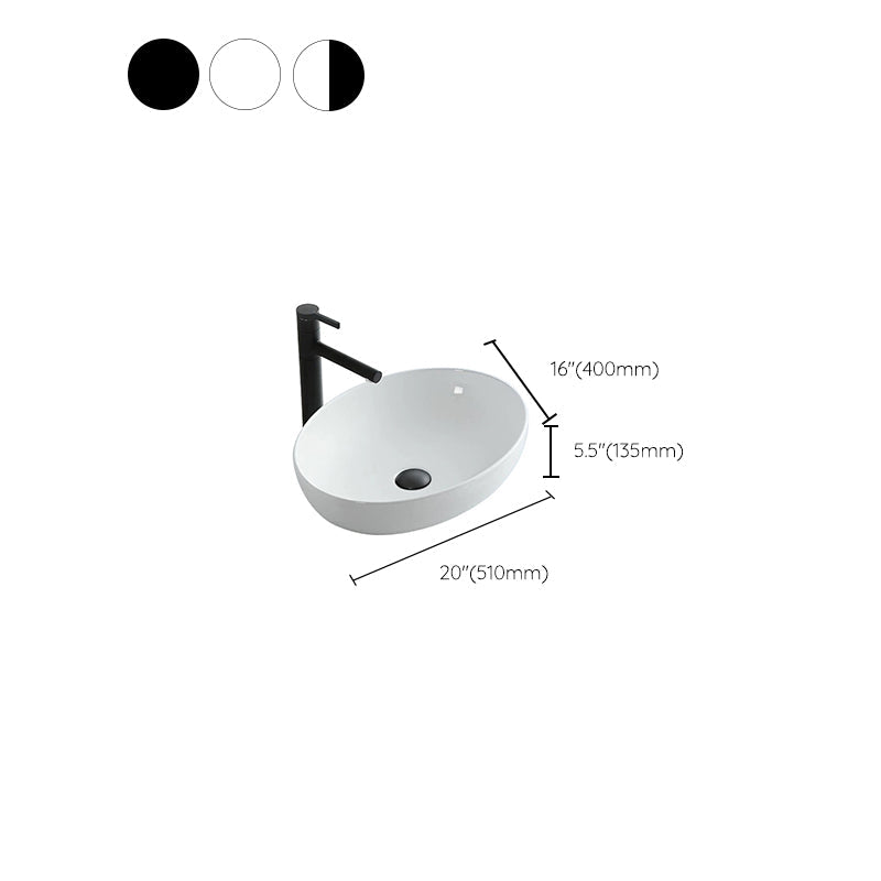 BowLift | Modern Vessel Bathroom Sink Oval Porcelain with Pop-Up Drain System Vessel