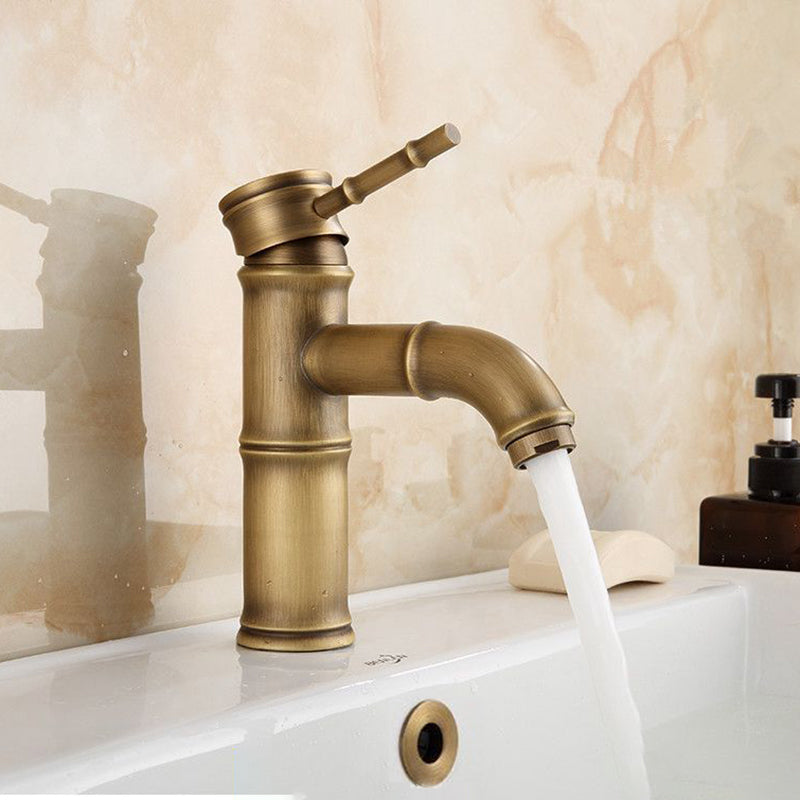 BowLift | Farmhouse Brass Bathroom Faucet With Lever Handle Single Hole Sink Faucet