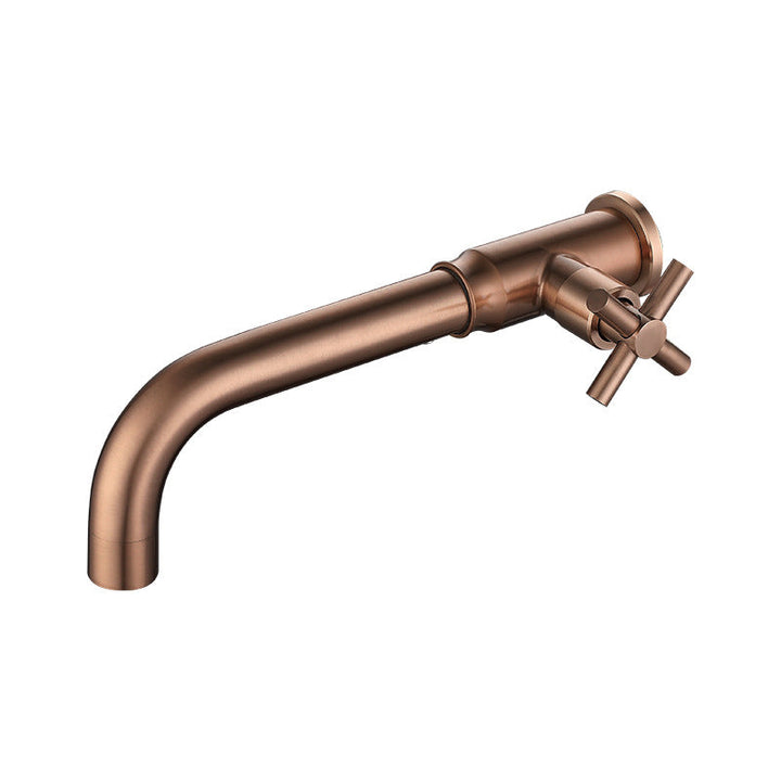 BowLift | Contemporary Vessel Water Faucet Stainless Steel Cross Handles Wall Mounted Bathroom Faucet