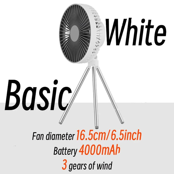 Rechargeable 10,000mAh Camping Fan with LED Lighting and Power Bank | Bowlift