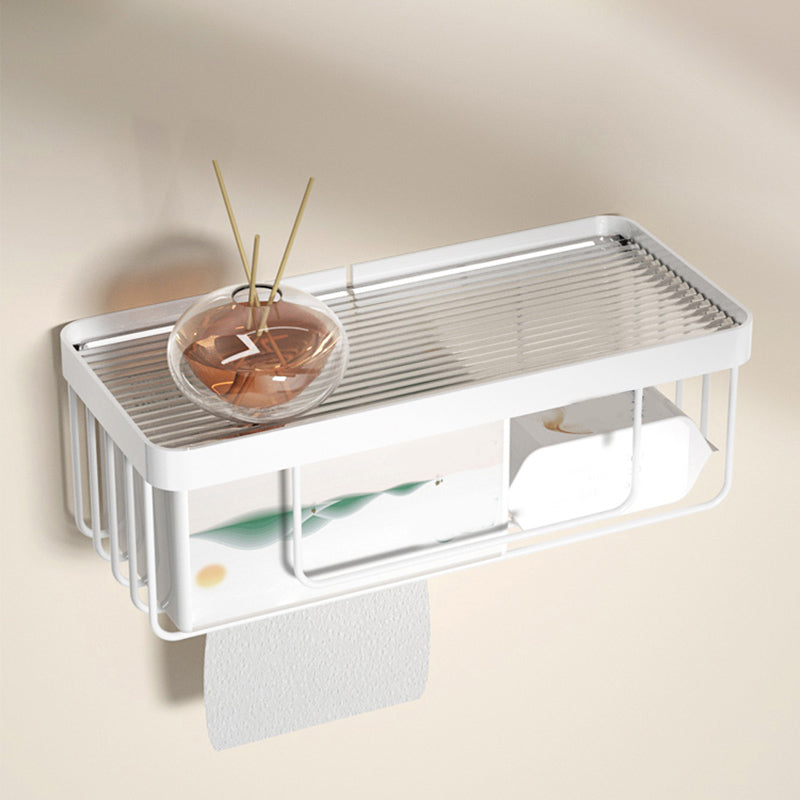 BowLift | White Bathroom Accessory Set Metal & Acrylic Bathroom Set with Bath Shelf/Towel Hook