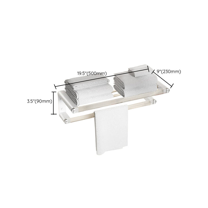 BowLift | White Bathroom Accessory Set Metal & Acrylic Bathroom Set with Bath Shelf/Towel Hook