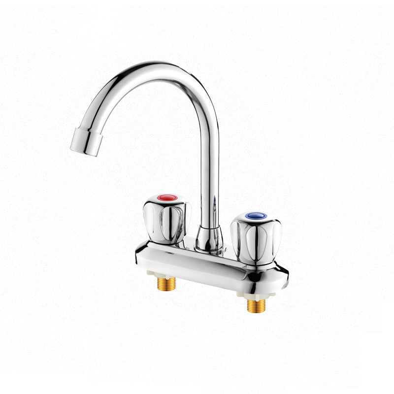 BowLift | 2-Handle Brass Bathroom Faucet Modern High Arc Center Tap