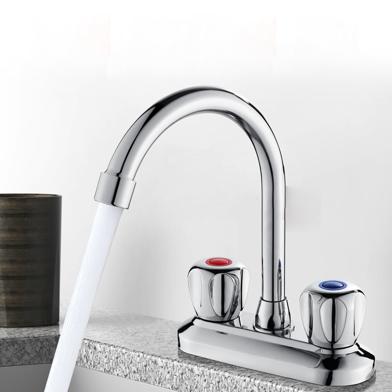 BowLift | 2-Handle Brass Bathroom Faucet Modern High Arc Center Tap