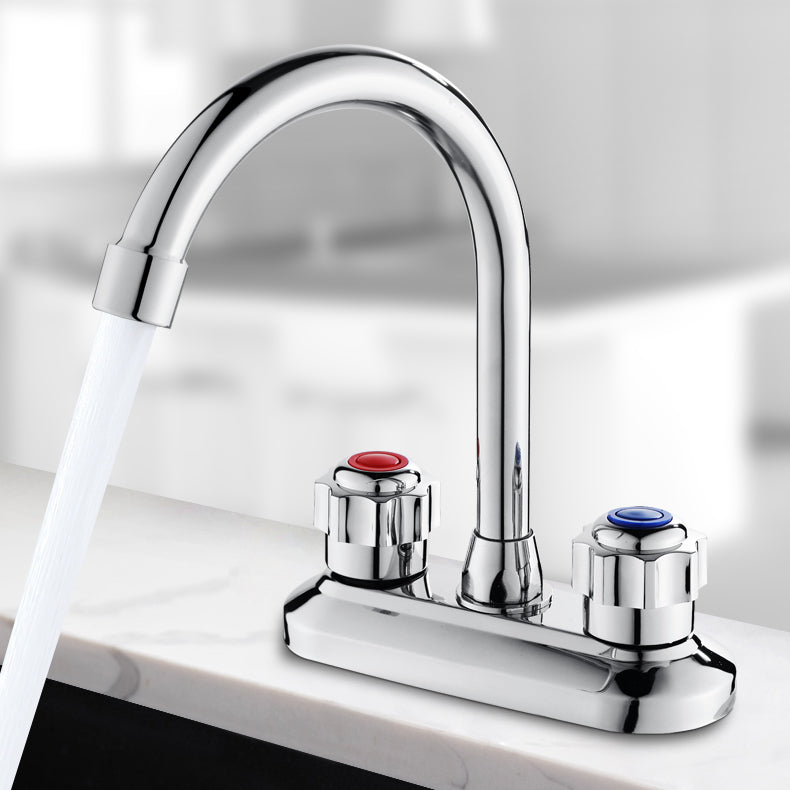 BowLift | 2-Handle Brass Bathroom Faucet Modern High Arc Center Tap