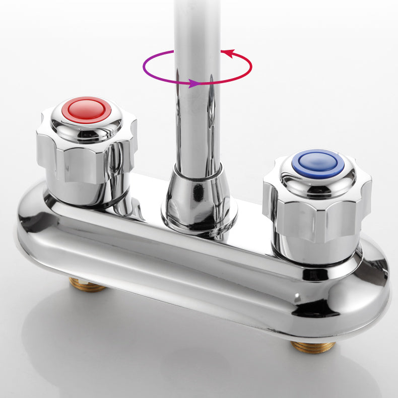 BowLift | 2-Handle Brass Bathroom Faucet Modern High Arc Center Tap