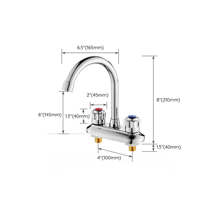 BowLift | 2-Handle Brass Bathroom Faucet Modern High Arc Center Tap