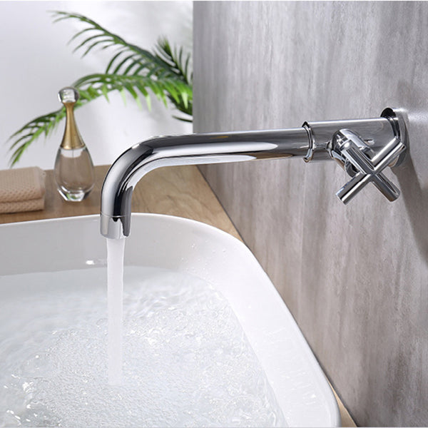 BowLift | Glam Wall-mounted Bathroom Faucet Copper Single Handle Low Arc Basin Faucet for Bathroom
