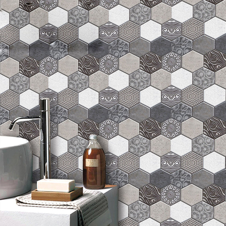 BowLift | Hexagonal Tile - Peel & Stick Plastic Stain Resistant Peel and Stick Mosaic Tile 5-Pack