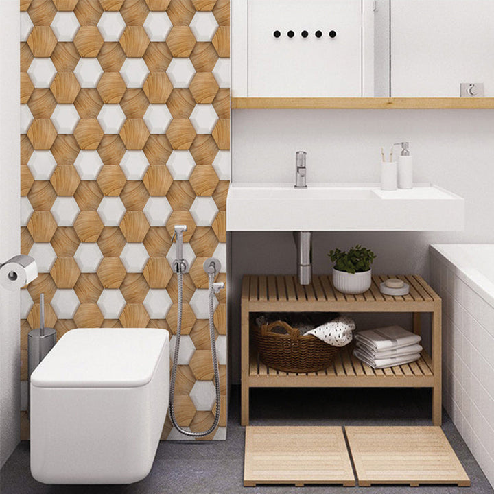 BowLift | Hexagonal Tile - Peel & Stick Plastic Stain Resistant Peel and Stick Mosaic Tile 5-Pack