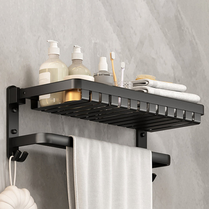 BowLift | Modern Bathroom Set Matte Black Bathroom Shelf Towel Holder Bathroom Accessories Set