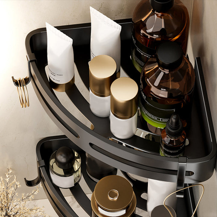 BowLift | Modern Bathroom Accessories Set Black Bath Shelf Bath Accessories Set