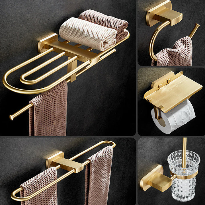 BowLift | Traditional Golden Bath Accessories Set Brass Bathroom Accessories Kit