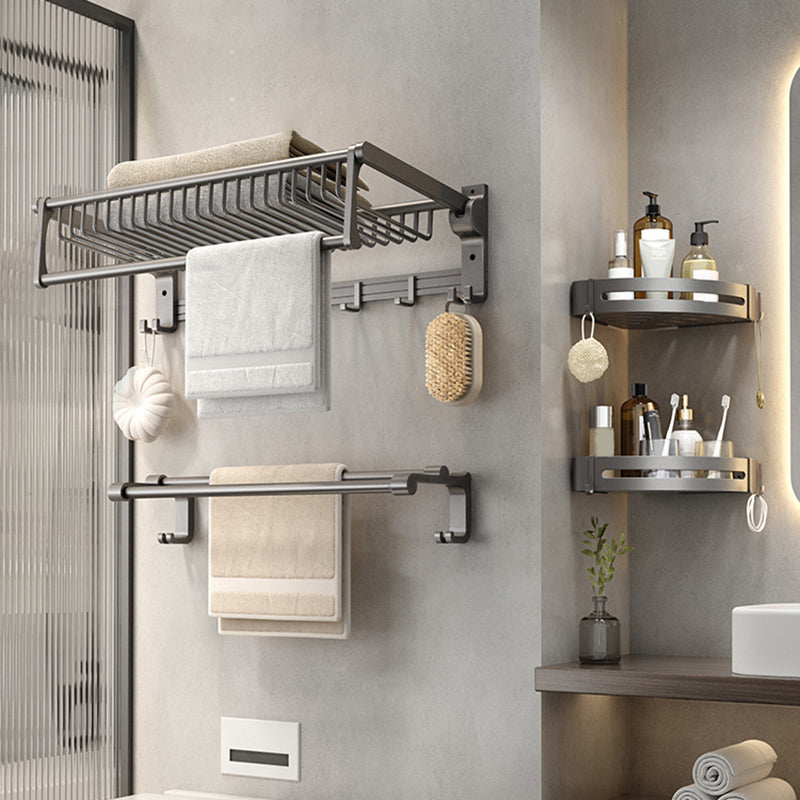 BowLift | Gray contemporary bathroom accessory set bathroom shelf/towel holder & bathrobe hook incl.