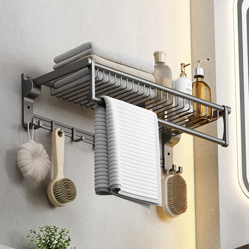 BowLift | Gray contemporary bathroom accessory set Bathroom shelf/towel holder & bathrobe hook incl.