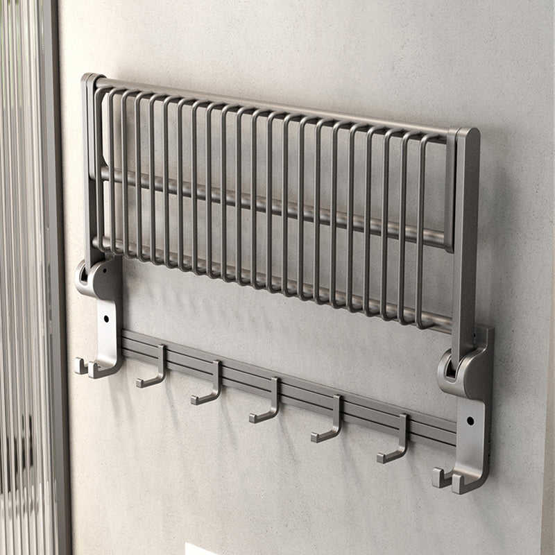 BowLift | Gray contemporary bathroom accessory set Bathroom shelf/towel holder & bathrobe hook incl.