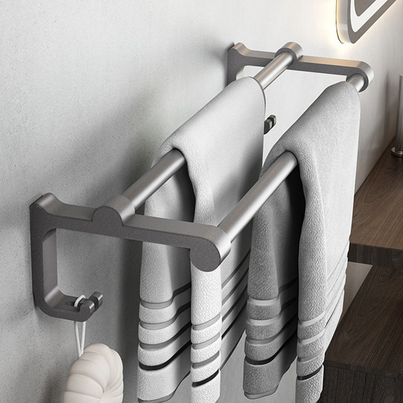 BowLift | Gray contemporary bathroom accessory set Bathroom shelf/towel holder & bathrobe hook incl.