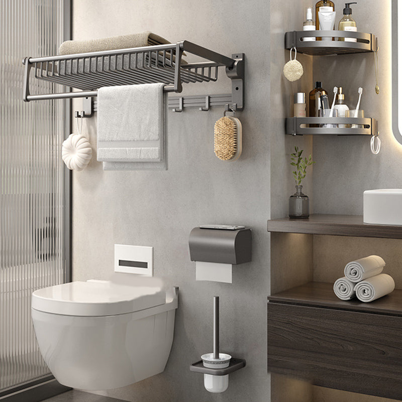 BowLift | Gray contemporary bathroom accessory set Bathroom shelf/towel holder & bathrobe hook incl.
