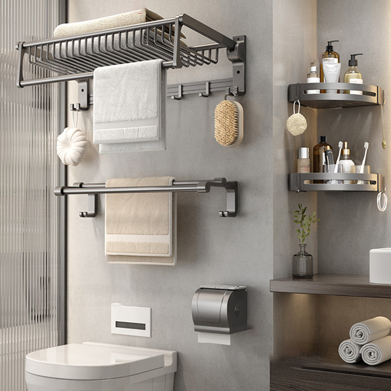 BowLift | Gray contemporary bathroom accessory set Bathroom shelf/towel holder & bathrobe hook incl.