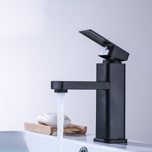 BowLift | Industrial Bathroom Faucet Stainless Steel Lever Handles with Water Hose Sink Faucet
