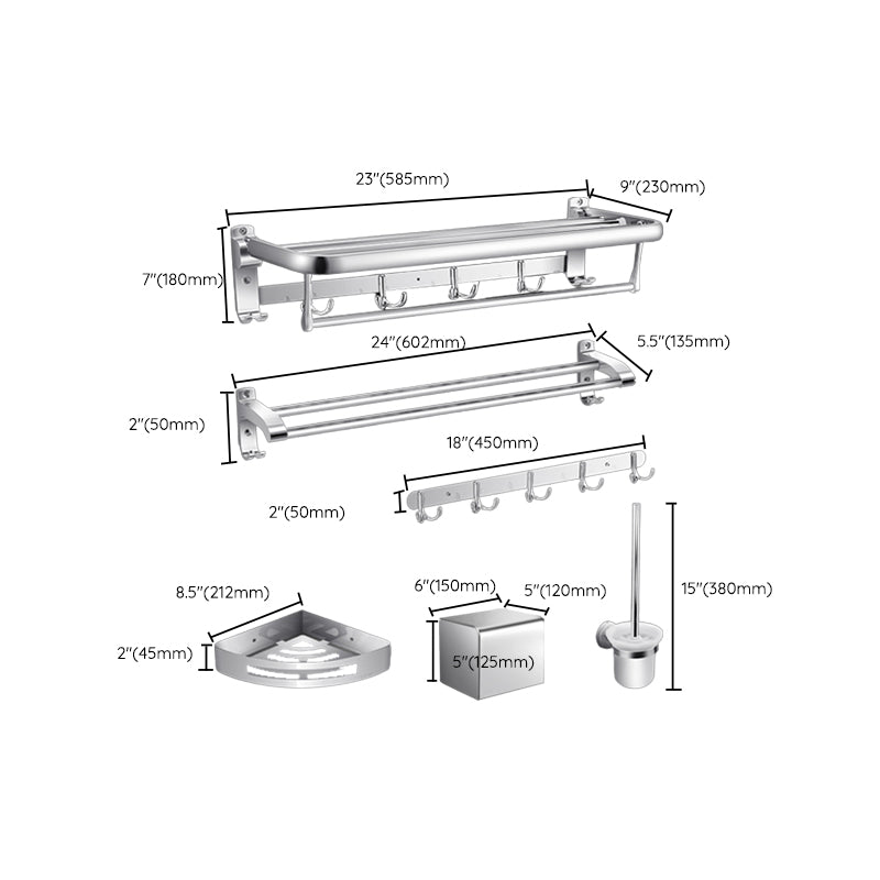 BowLift | Modern Silver Bathroom Fixtures Set Metal Bathroom Accessories Kit