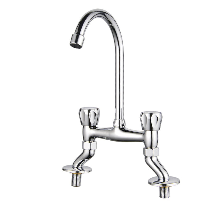 BowLift | Contemporary Widespread Sink Faucet Knob Handle Goose Neck Arc Solid Brass Faucet