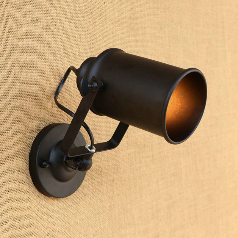 BowLift | Cylinder Metallic Wall Light Antique Style 1 Light Living Room Wall Mounted Light in Black/Rust