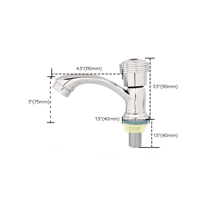 BowLift | Contemporary Water Tap Knob Handle Low Arc Zinc Faucet in Silver