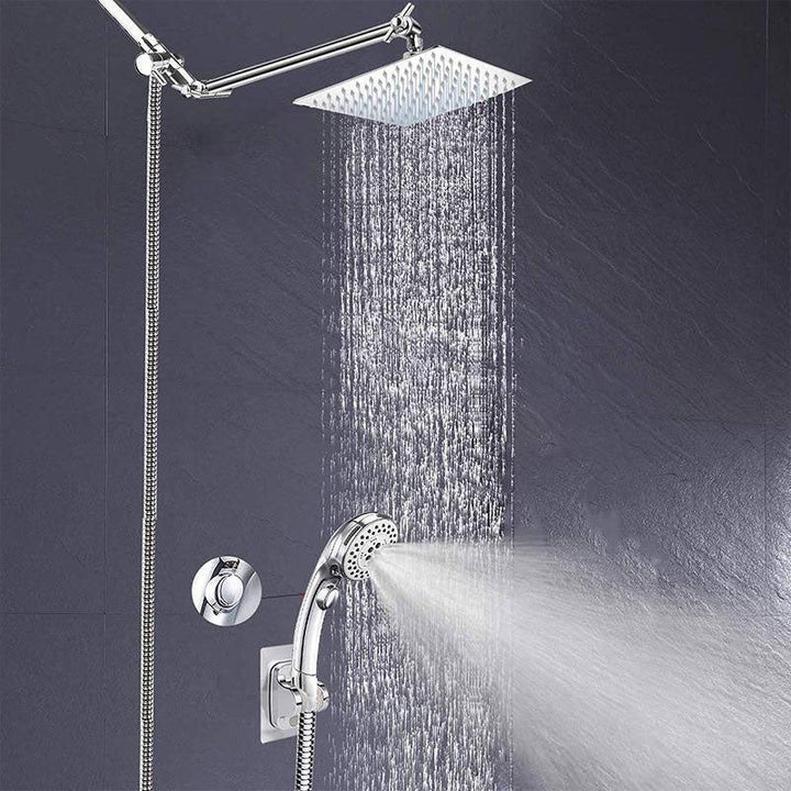 BowLift | Stainless Steel 8 Inch Shower Set 5 Sprays Handheld Showerhead Shower Arm