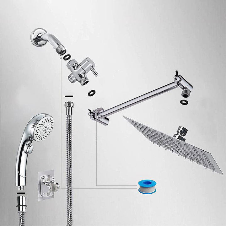 BowLift | Stainless Steel 8 Inch Shower Set 5 Sprays Handheld Showerhead Shower Arm