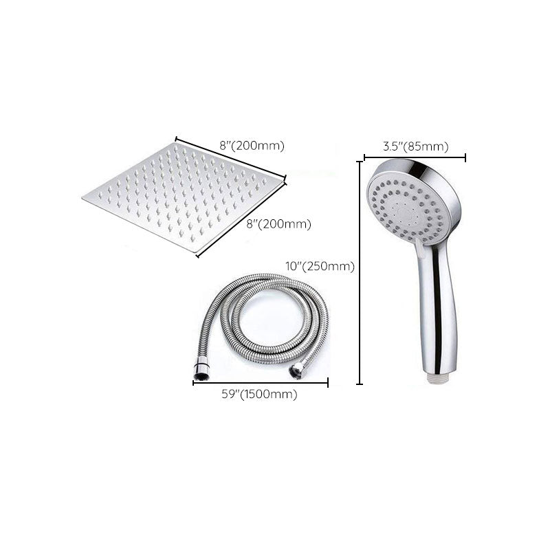 BowLift | High Pressure 8 Inch Shower Set 3-Function Hand Shower Stainless Steel Square Top Light