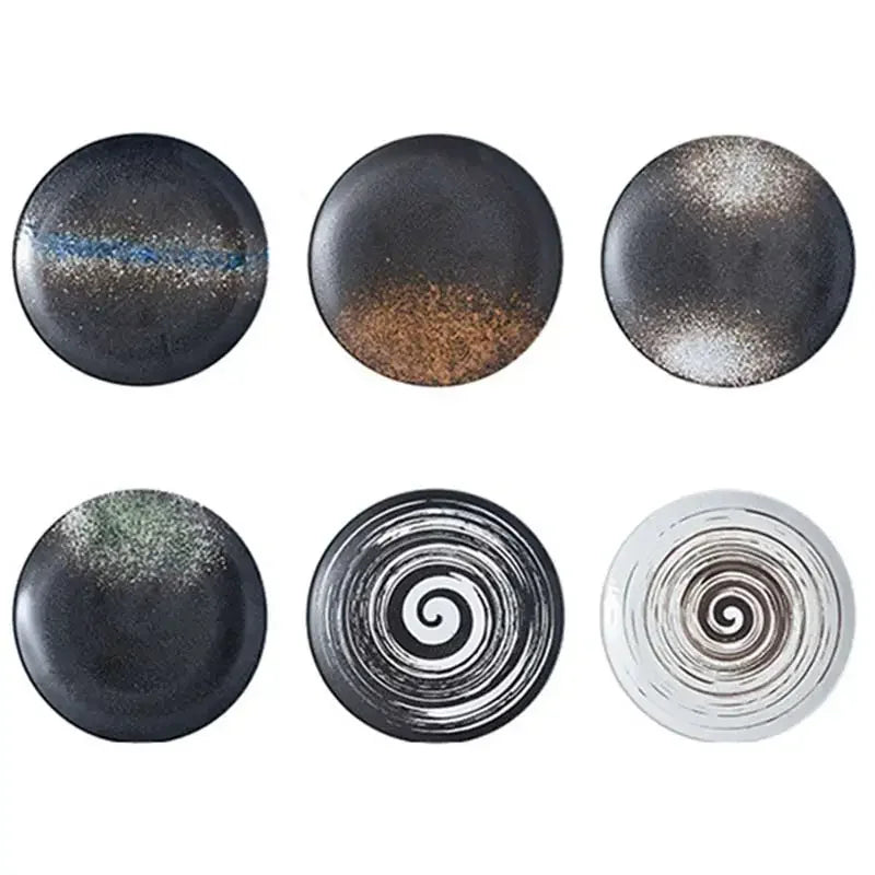 6/8/10" Ceramic Flat Dish Retro Japanese Style Steak Plate Pasta Tray | Bowlift