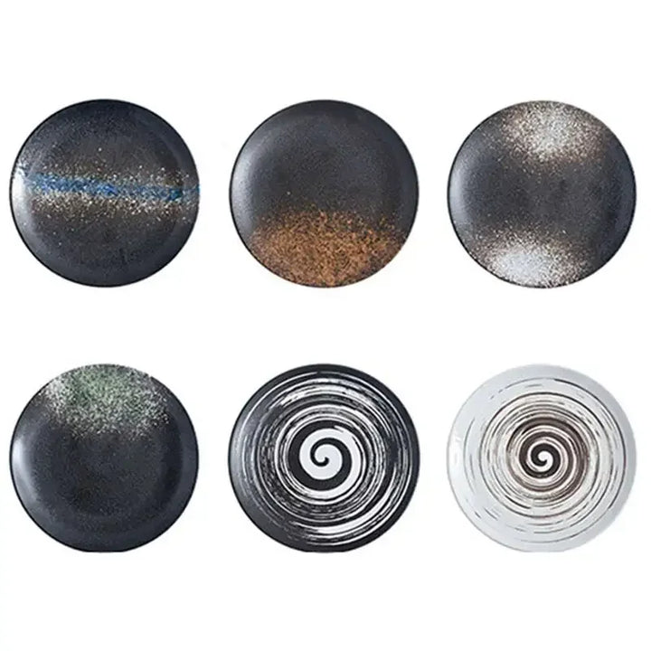 6/8/10" Ceramic Flat Dish Retro Japanese Style Steak Plate Pasta Tray | Bowlift